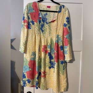 Caroline Hill Private Island Tropical Yellow Leopard Dress